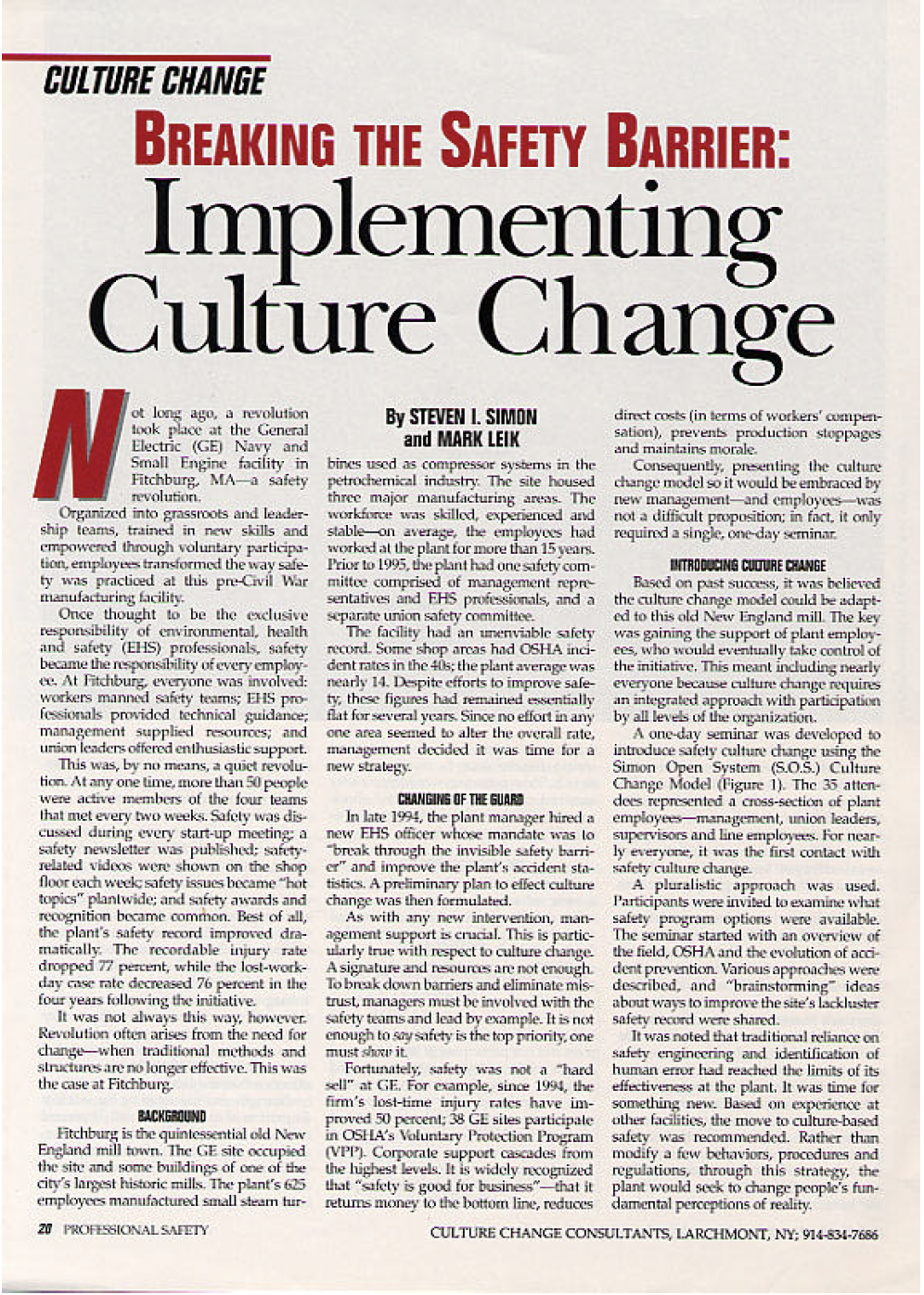 Breaking the Safety Barrier: Implementing Culture Change